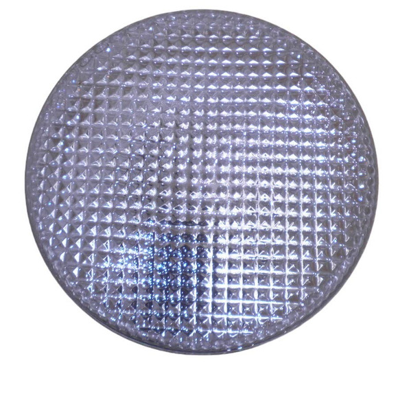 Vintage 70's 1-light 6-1/2" Flush Mount Ceiling Light, Cut Glass, White & Clear - Picture 7 of 10